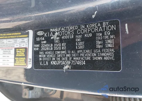 2015 Kia Soul + из США, поврежденный, VIN KNDJP3A59F7174614